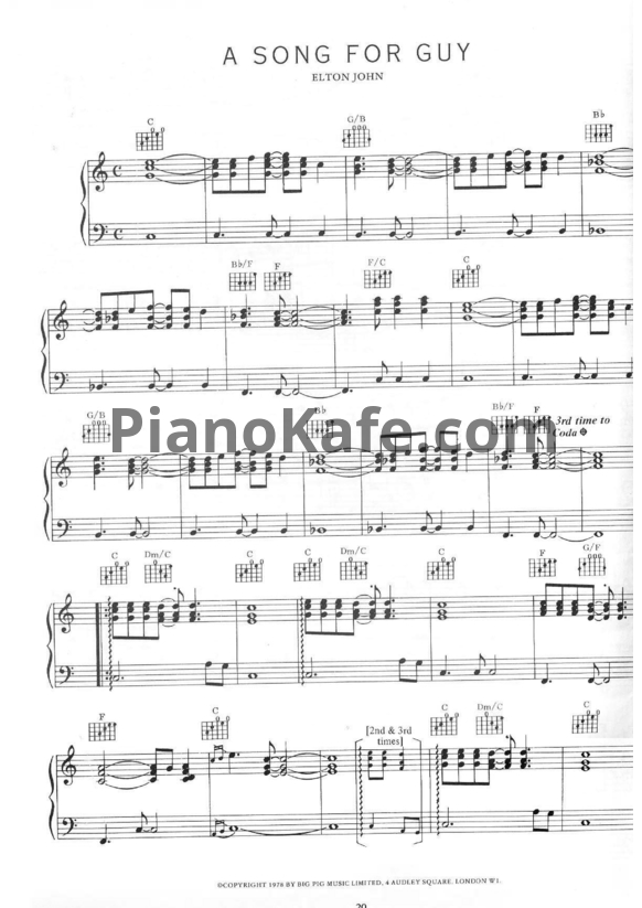 Ноты Elton John - A song for guy - PianoKafe.com
