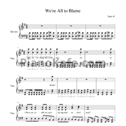 Ноты Sum 41 - We're all to blame - предпросмотр