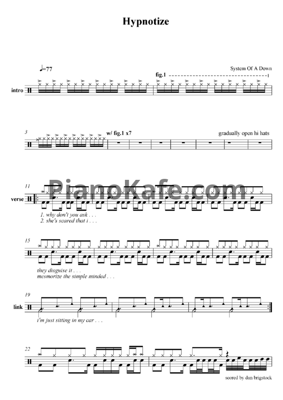 Ноты System of a Down - Hypnotize - PianoKafe.com