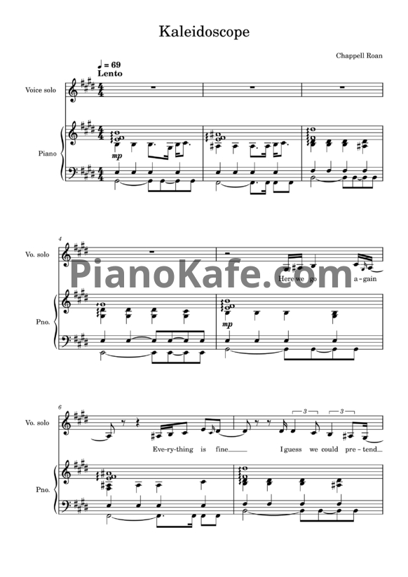 Ноты Chappell Roan - Kaleidoscope - PianoKafe.com
