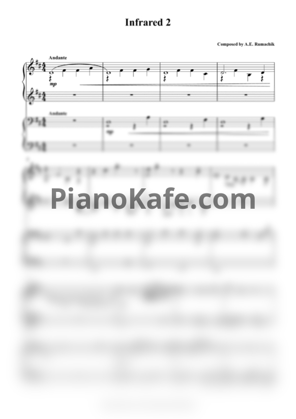 Ноты Arseny Rumachik - Infrared 2 (дуэт для фортепиано в 4 руки) - PianoKafe.com