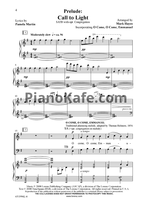 Ноты Mark Hayes - Prelude: call to light - PianoKafe.com