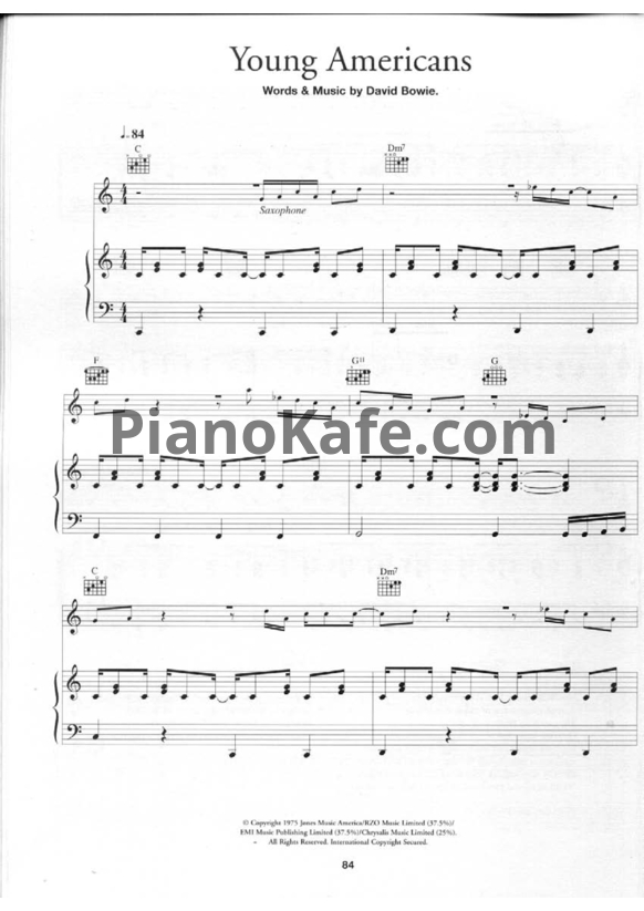 Ноты David Bowie - Young Americans - PianoKafe.com