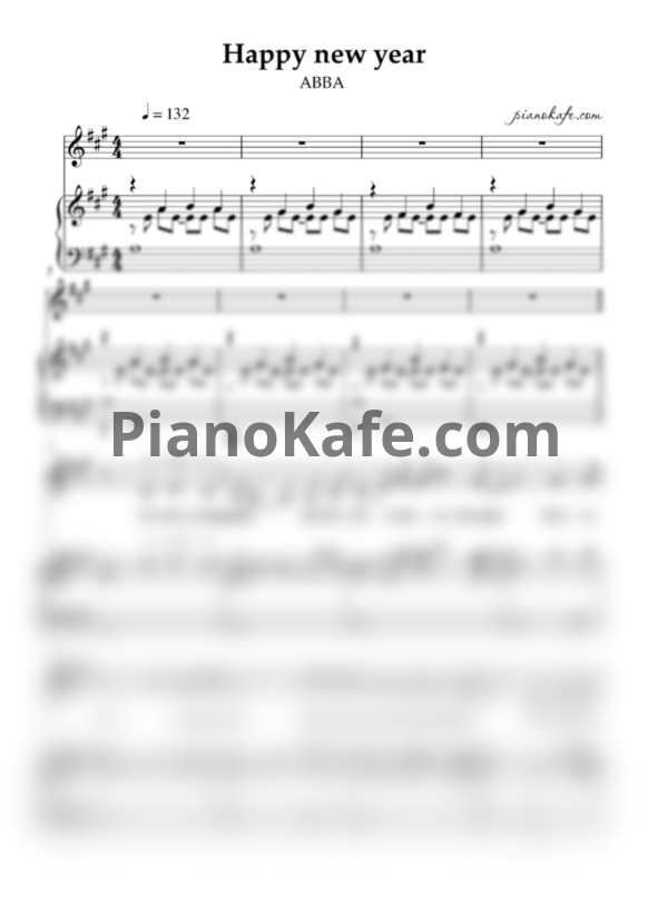 Ноты Abba - Happy New Year (Версия 8) - PianoKafe.com