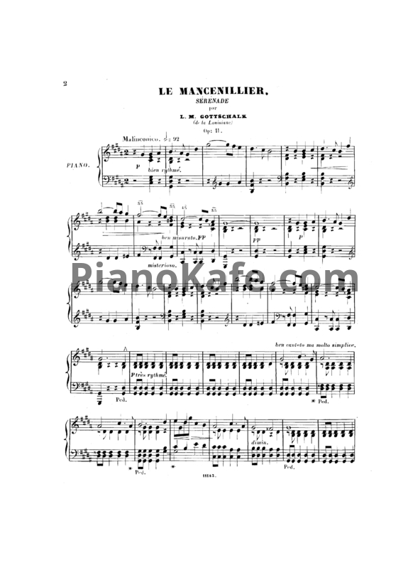 Ноты Луи Моро Готшалк - Le mancenillier (Op. 11) - PianoKafe.com