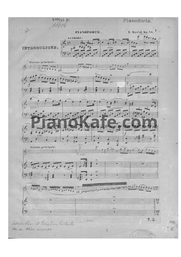 Ноты Ф. Давид - Introduction et variations brillantes sur un thème original (Op. 19) - PianoKafe.com