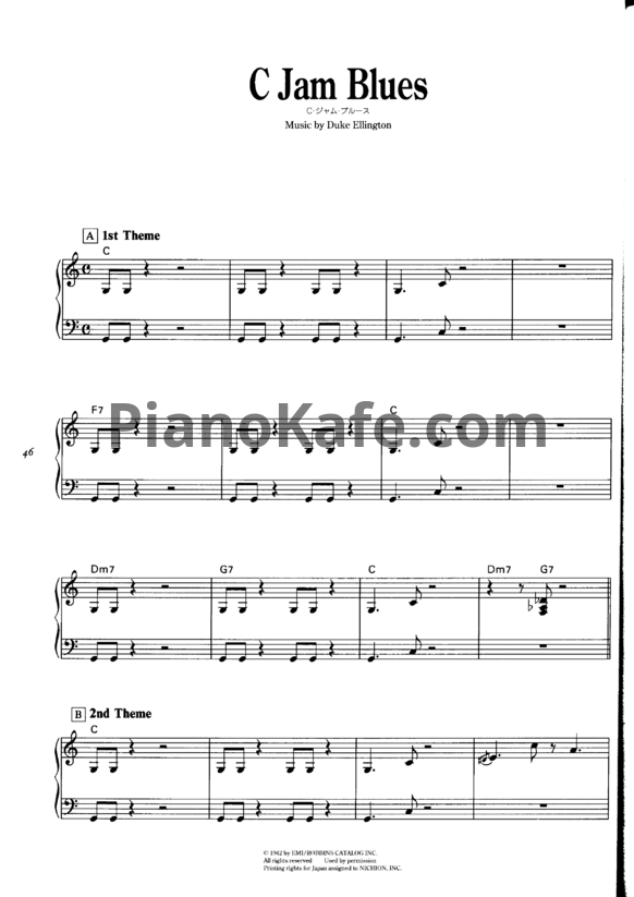 Ноты Red Garland - C jam blues - PianoKafe.com