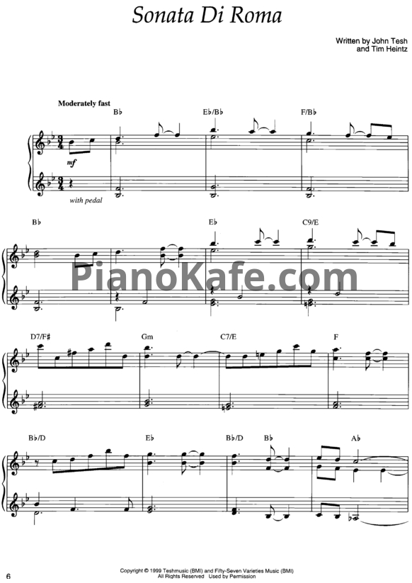 Ноты John Tesh - Sonata di Roma - PianoKafe.com
