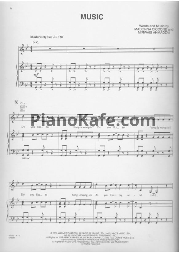 Ноты Madonna - Music - PianoKafe.com