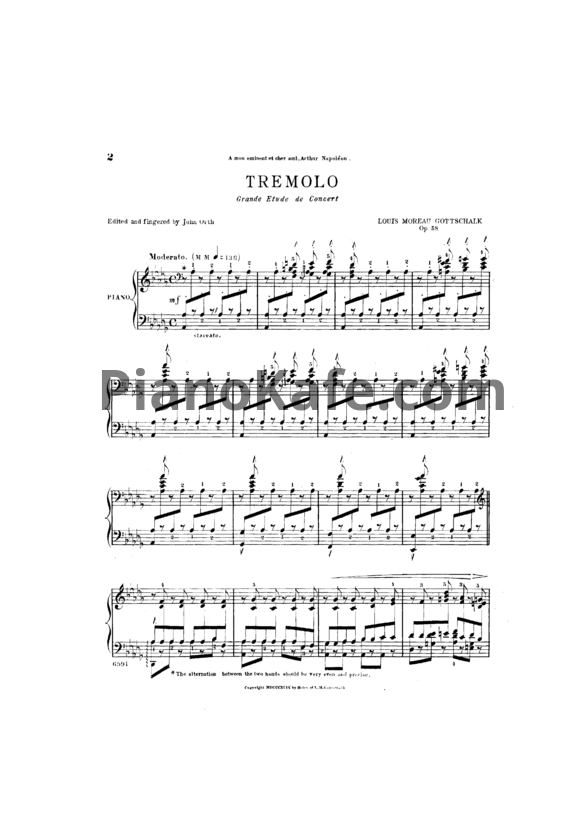 Ноты Луи Моро Готшалк - Tremolo (Op. 58) - PianoKafe.com