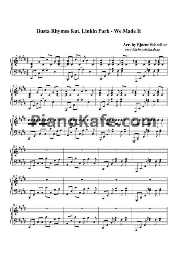 Ноты Busta Rhymes feat. Linkin Park - We made it - PianoKafe.com