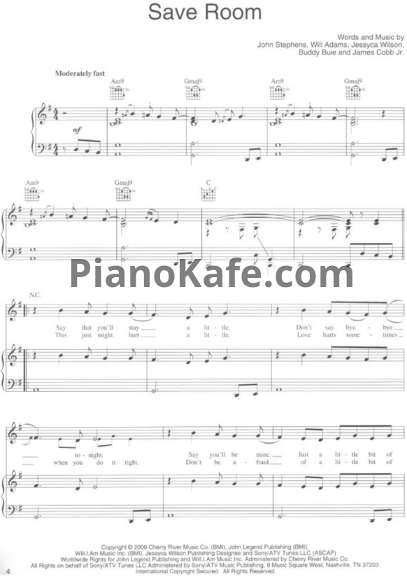 Ноты John Legend - Once again (Книга нот) - PianoKafe.com