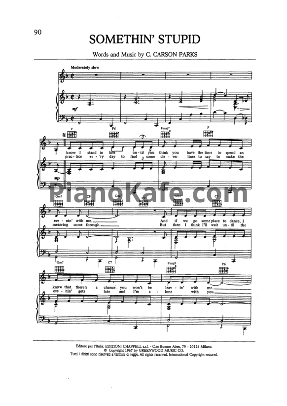 Ноты Frank Sinatra - Somethin' stupid - PianoKafe.com