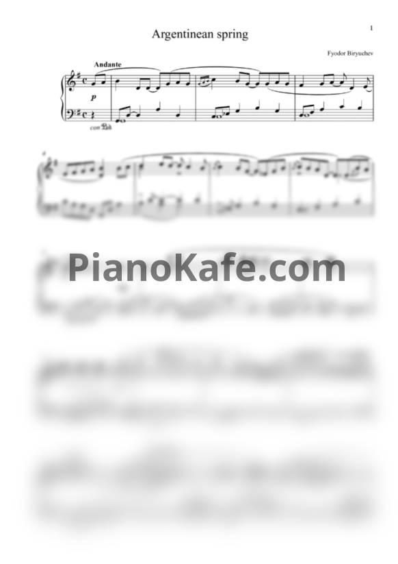 Ноты Фёдор Бирючев - Argentinean spring - PianoKafe.com