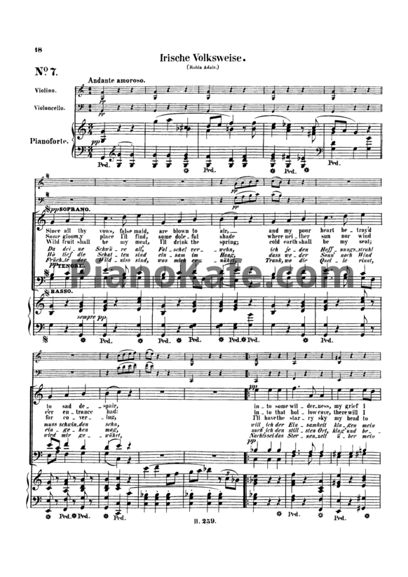 Ноты Л. В. Бетховен - "Robin Adair" № 7 из сборника "12 песен разных народов" (WOO 157/ 7) - PianoKafe.com