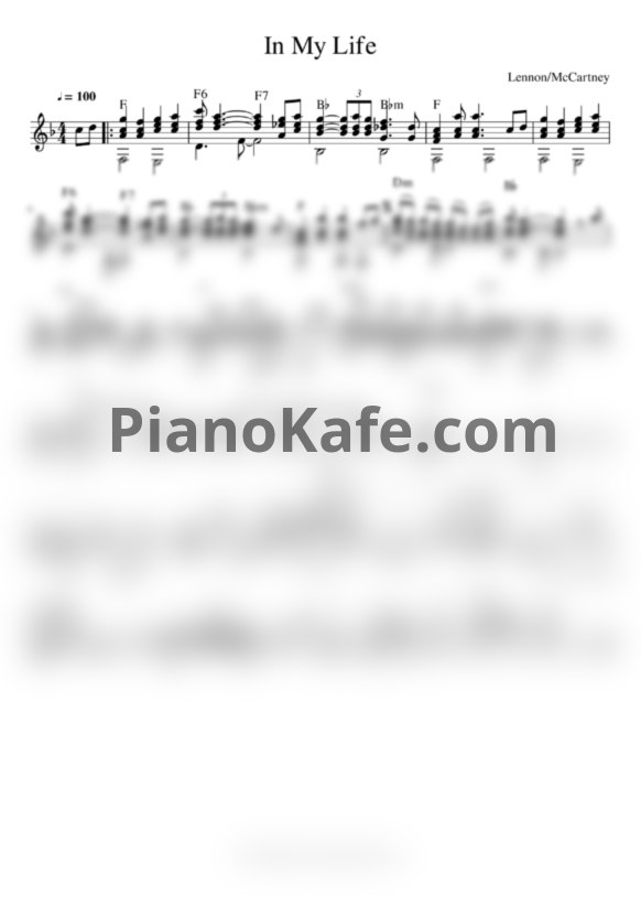 Ноты The Beatles - In my life - PianoKafe.com