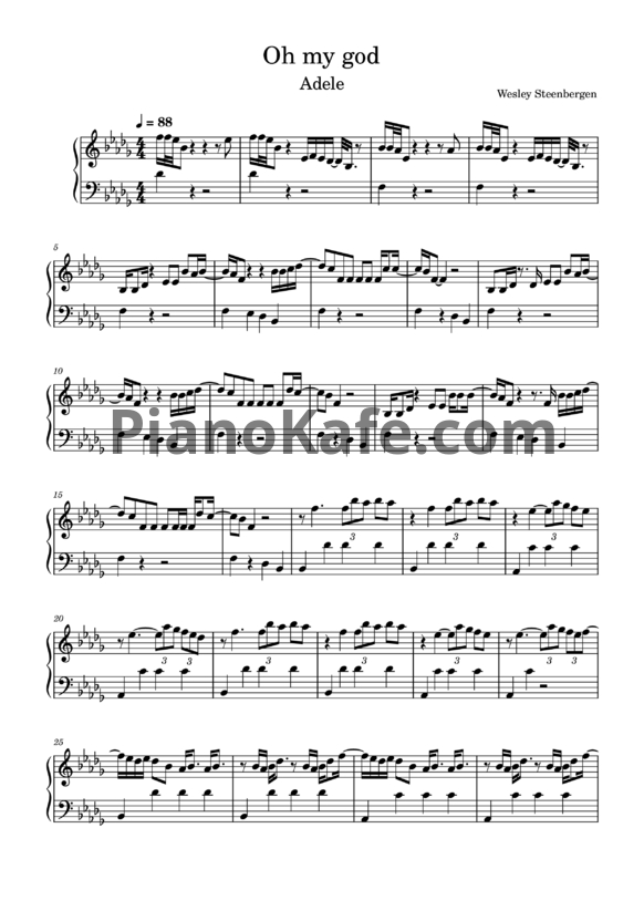 Ноты Adele - Oh my god - PianoKafe.com