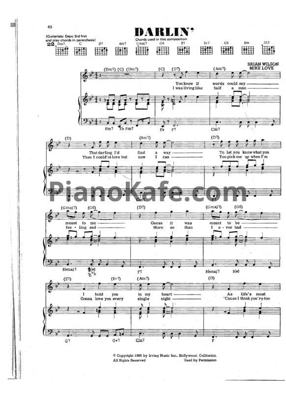Ноты The Beach Boys - Darlin' - PianoKafe.com