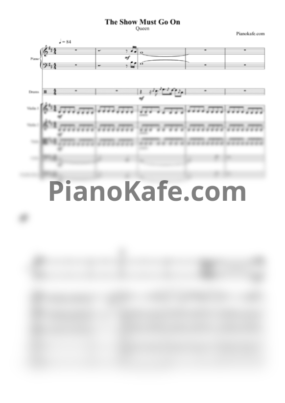 Ноты Queen - The Show Must Go On (Партитура и партии) - PianoKafe.com