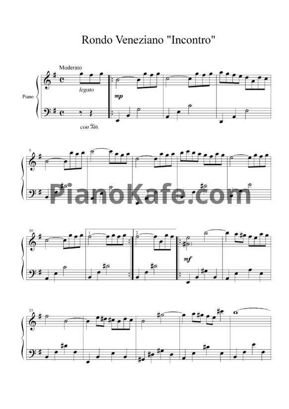 Ноты Rondo Veneziano - Incontro - PianoKafe.com