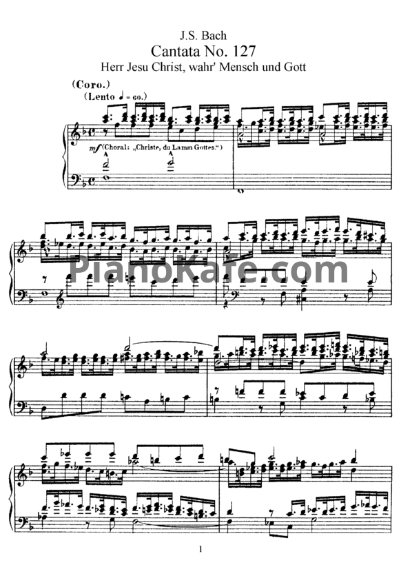 Ноты И. Бах - Кантата №127 "Herr Jesu Christ, wahr' mensch und gott" (BWV 127) - PianoKafe.com