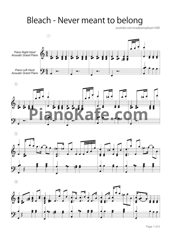 Ноты Shiro Sagisu - Never meant to belong - PianoKafe.com