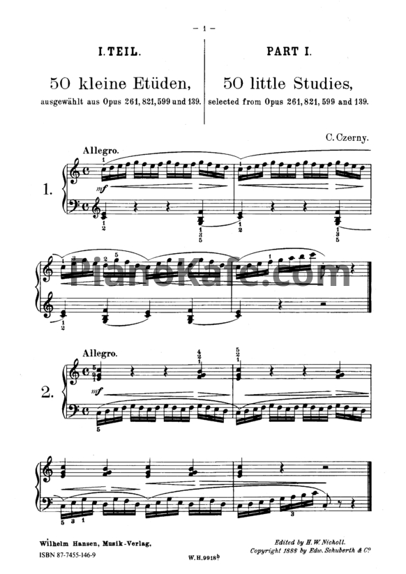 Ноты Карл Черни - Штудиенверке - PianoKafe.com