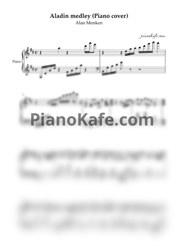 Ноты Alan Menken - Aladin medley (Piano cover) - PianoKafe.com