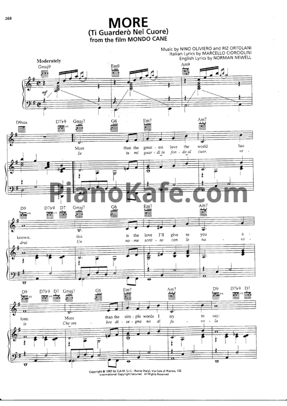 Ноты Riz Ortolani and Nino Oliviero - More - PianoKafe.com