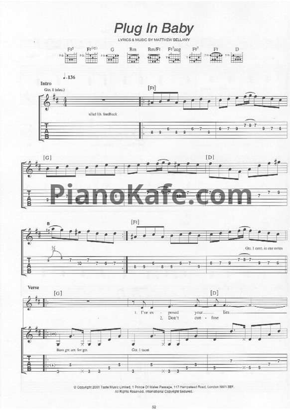 Ноты Muse - Plug in baby - PianoKafe.com