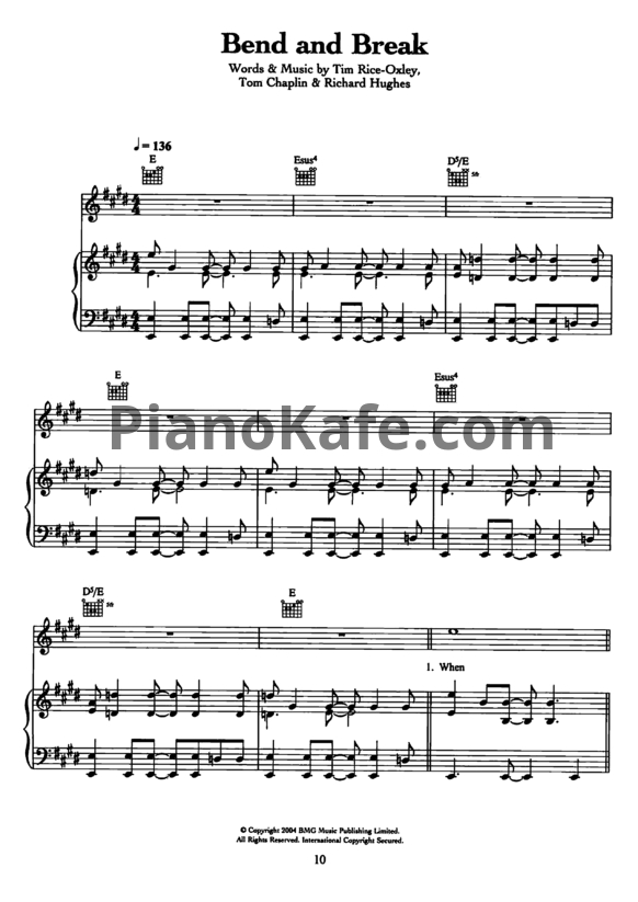 Ноты Keane - Bend and break - PianoKafe.com