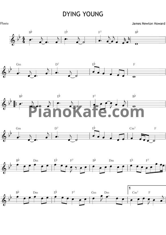 Ноты James Newton Howard - Dying young - PianoKafe.com