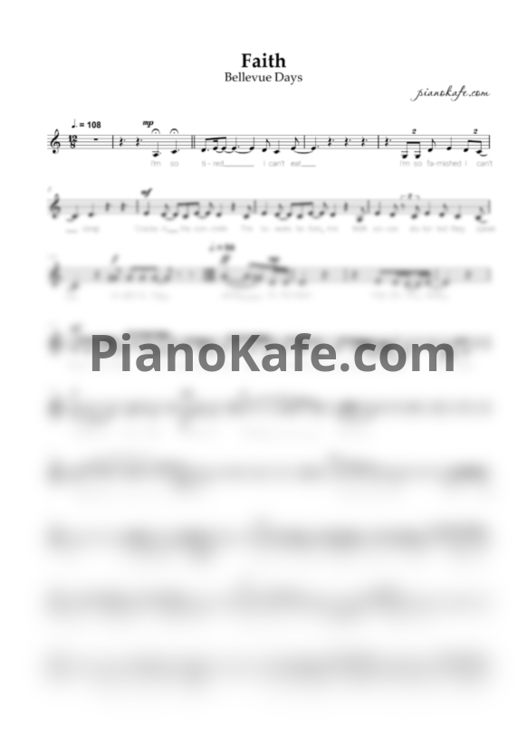 Ноты Bellevue Days - Faith (Вокальная партия) - PianoKafe.com