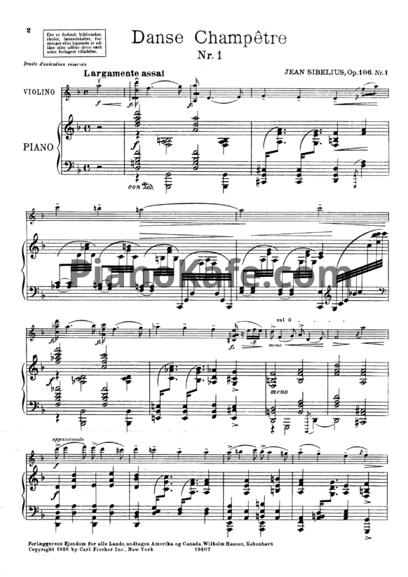 Ноты Ян Сибелиус - 5 деревенских танцев для скрипки и фортепиано (Op. 106) - PianoKafe.com