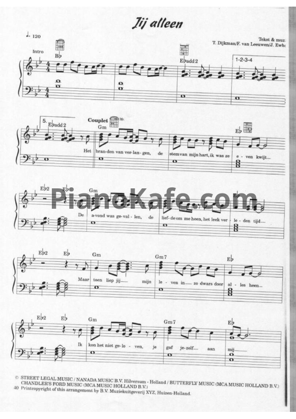 Ноты Marco Borsato - Jij Alleen - PianoKafe.com