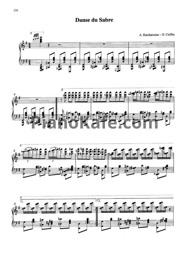 Ноты Арам Хачатурян - Танец с саблями - PianoKafe.com