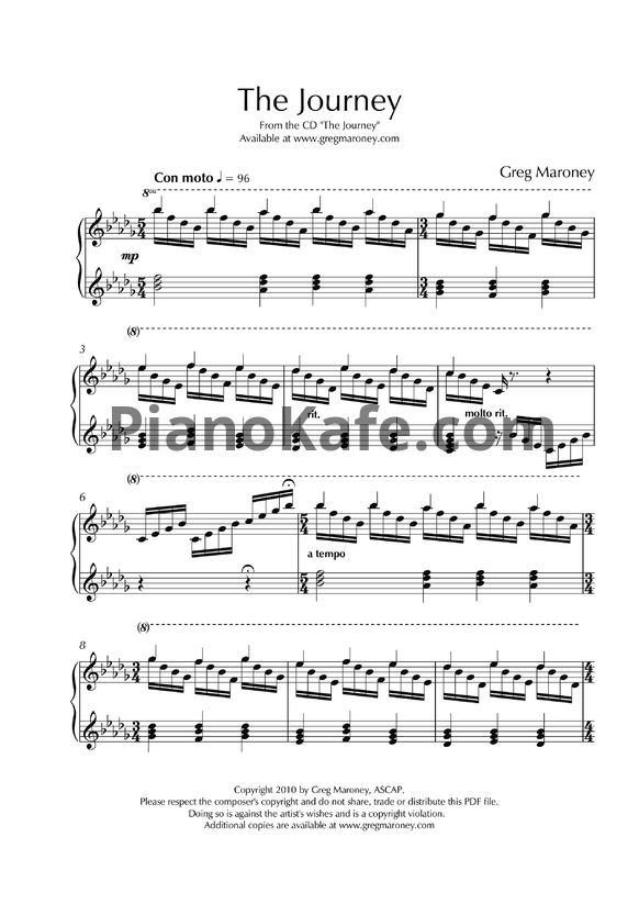 Ноты Greg Maroney - The Journey - PianoKafe.com