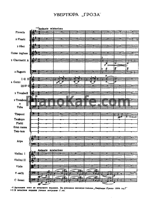 Ноты П. Чайковский - Увертюра "Гроза" (Партитура) Op. 76 - PianoKafe.com