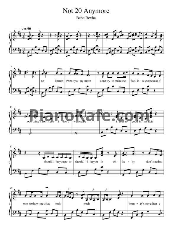 Ноты Bebe Rexha - Not 20 anymore - PianoKafe.com