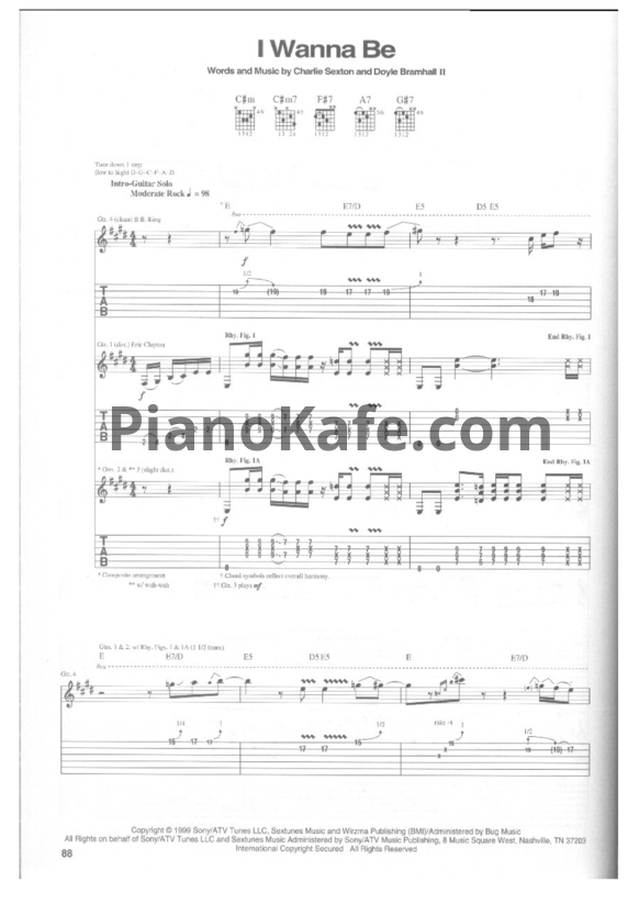 Ноты B. B. King and Eric Clapton - I wanna be - PianoKafe.com