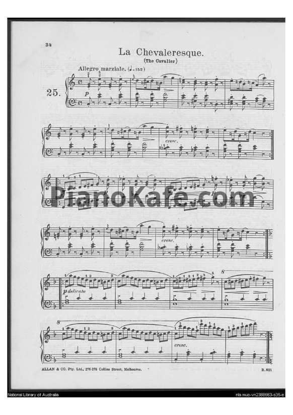 Ноты Фридрих Бургмюллер - Этюд La chevaleresque (The oavalier) (Op. 100, №25) - PianoKafe.com