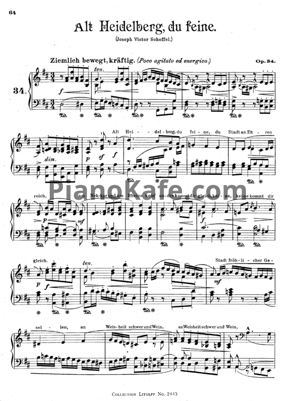 Ноты А. Йенсен - Alt Heidelberg, du feine (Op. 34) - PianoKafe.com
