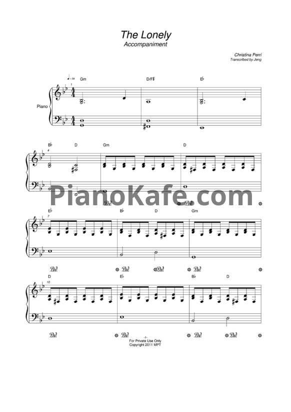 Ноты Christina Perri - The lonely - PianoKafe.com
