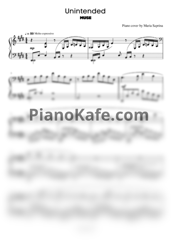 Ноты Muse - Unintended - PianoKafe.com