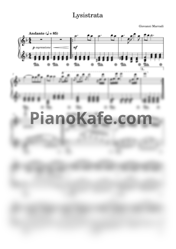 Ноты Giovanni Marradi - Lysistrata (Переложение для фортепиано) - PianoKafe.com