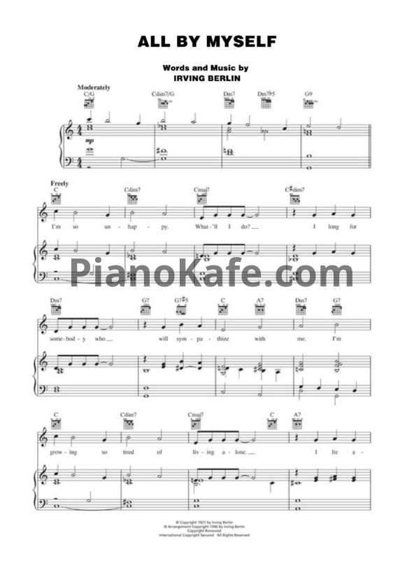 Ноты Irving Berlin - All by myself - PianoKafe.com