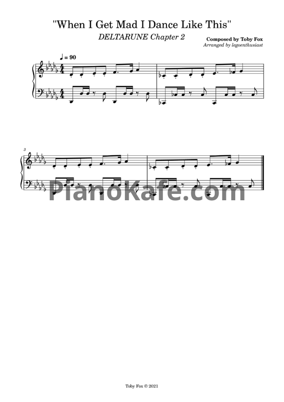 Ноты Toby Fox - When I get mad I dance like this - PianoKafe.com