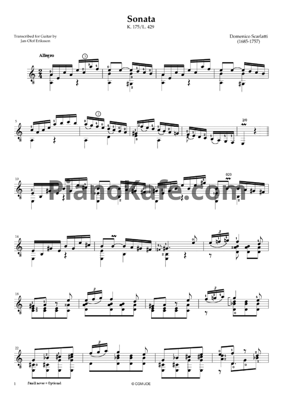 Ноты Д. Скарлатти - Соната K175/L429 - PianoKafe.com