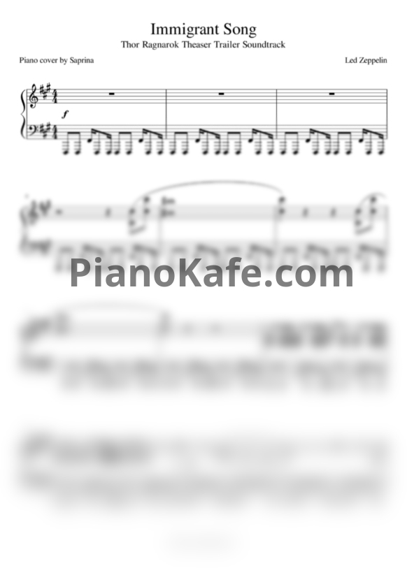 Ноты Led Zeppelin - Immigrant song - PianoKafe.com