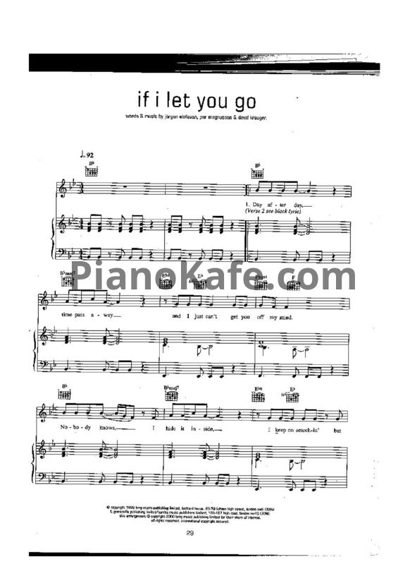 Ноты Westlife - Before I let you go - PianoKafe.com